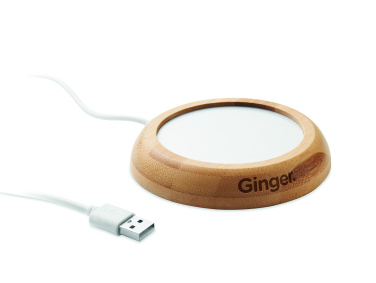 Лого трейд pекламные продукты фото: Bamboo mug warmer with USB