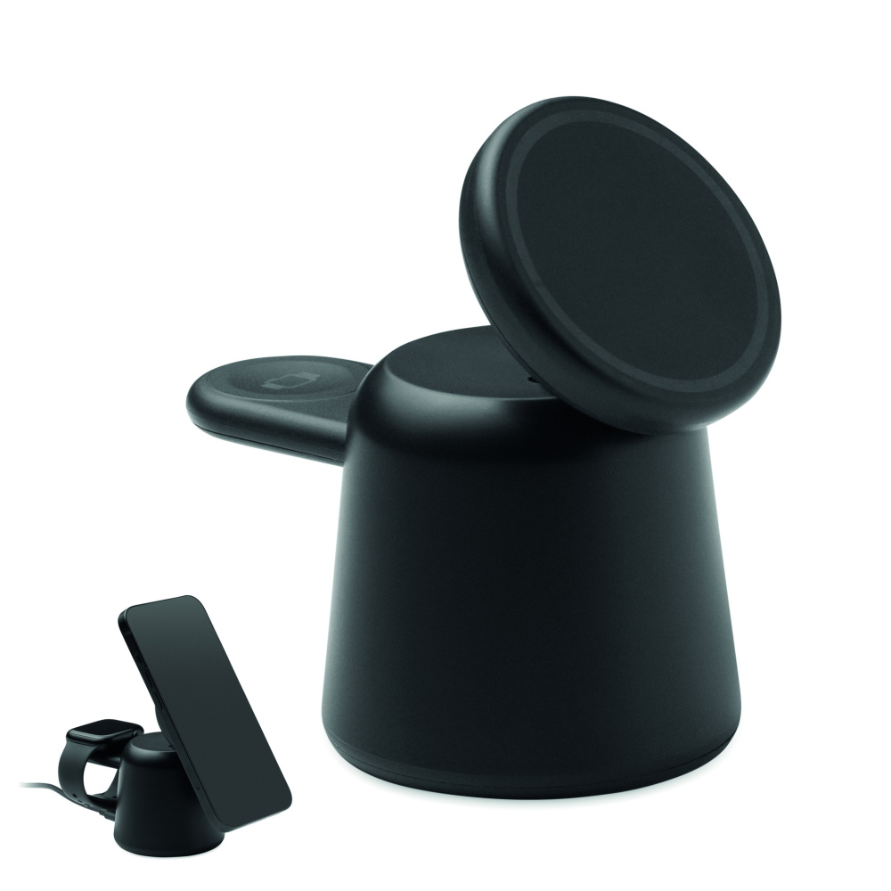 Лого трейд pекламные cувениры фото: 3 in 1 wireless charger 15W