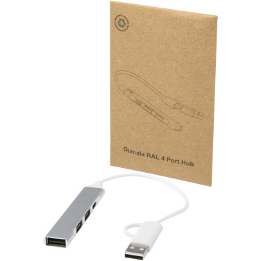 Логотрейд pекламные продукты картинка: Alkaid 4-портовый концентратор USB-A и Type-C из переработанного алюминия с двумя входами