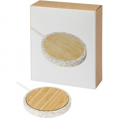 Logotrade profilprodukter bild: Terrazzo 10 W trådlös laddningsplatta i bambu