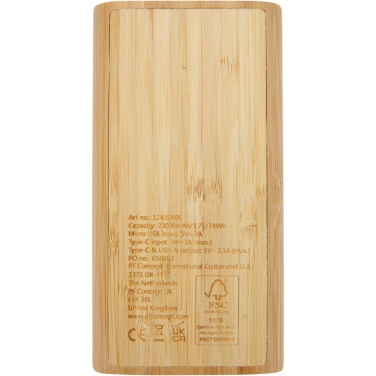 Logotrade profilprodukter bild: Tulda 20,000 mAh powerbank i bambu