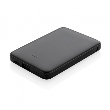 Logotrade reklamprodukter bild: 5.000 mAh powerbank i fickformat med integrerade kablar
