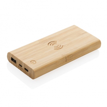 Logotrade profilprodukter bild: 8.000 mAh, 5W trådlös powerbank i bambu