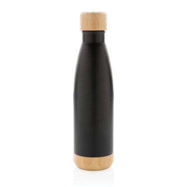 Logotrade presentreklam bild: Vakuum stainless steel flaska med kork och botten i bambu