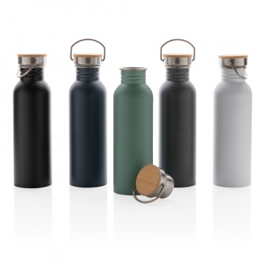 Logotrade presentreklam bild: Modern stainless steel flaska med bambulock