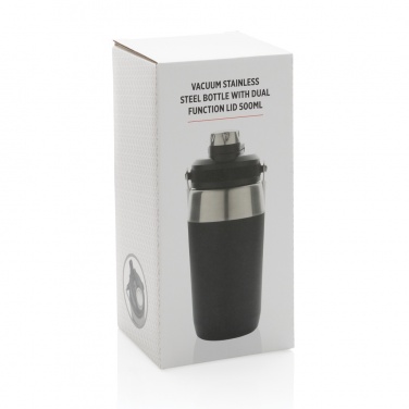 Logotrade kampanjprodukter bild: Vakuumflaska i S/S, lock med dubbelfunktion, 500ml