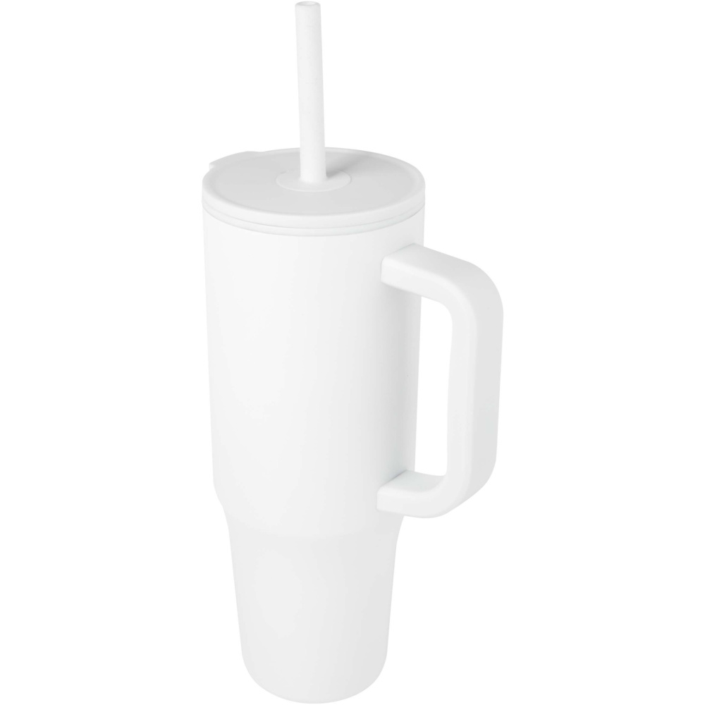 Logotrade presentreklam bild: Brady 900 ml RCS-certifierad isolerad mugg med silikonsugrör