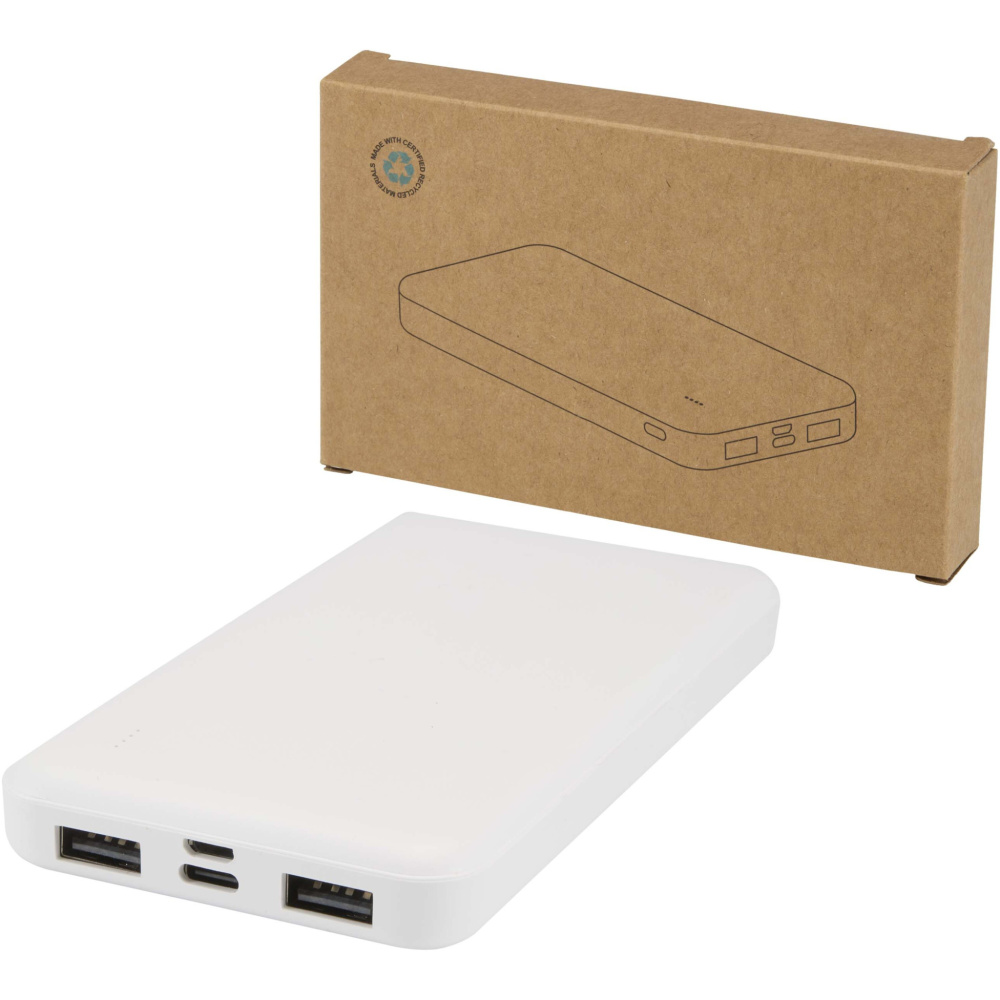 Logotrade profilprodukter bild: Intan 10 000 mAh 10 W powerbank av återvunnen plast