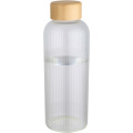 Mirage 650 ml enkelväggig flaska i borosilikatglas med lock i bambu, Transparent