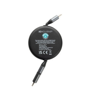 Logotrade profilreklam bild: Terra RCS återvunnen aluminium 240W utdragbar 2-i-1 kabel