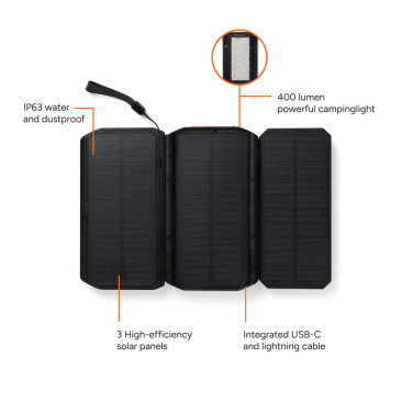 Logotrade reklamprodukter bild: Nordic Drift Titan 10.000 mAh solcells-powerbank med 3 panel