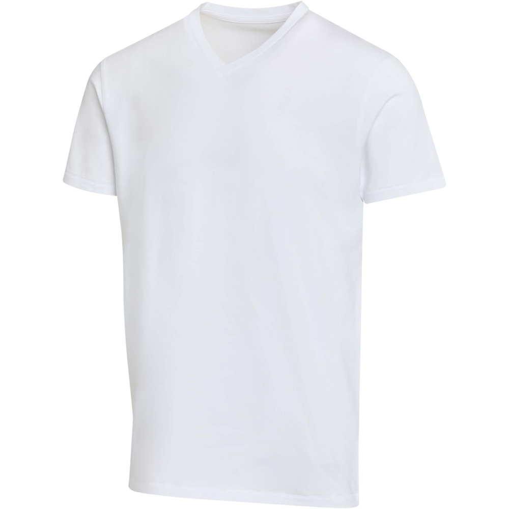 Logotrade profilprodukter bild: Balfour 200 g/m² kortärmad v-ringad unisex-T-shirt av ekologiskt OCS-material